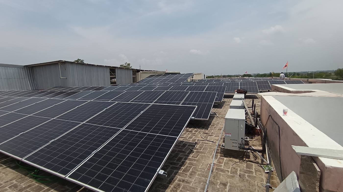 Solar array on a commercial rooftop