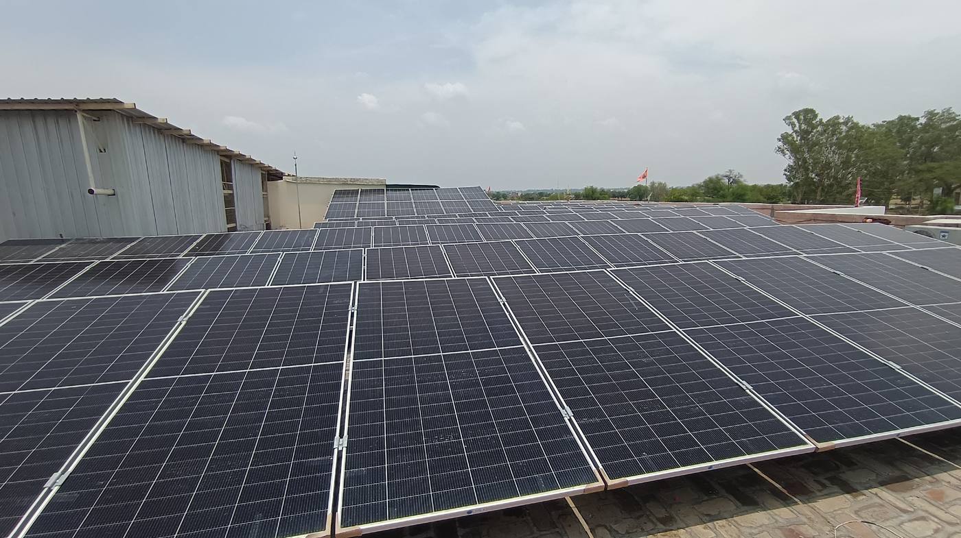 Solar array on a building roof